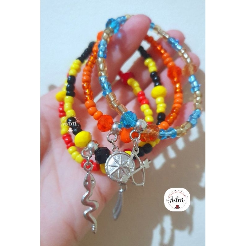 Pulseiras Proteção Orixás Logun Edé/Logunedé/Ewá/Yewá/Oxumarê/Òsùmàrè/Obá/Egunitá Micangas de vidro