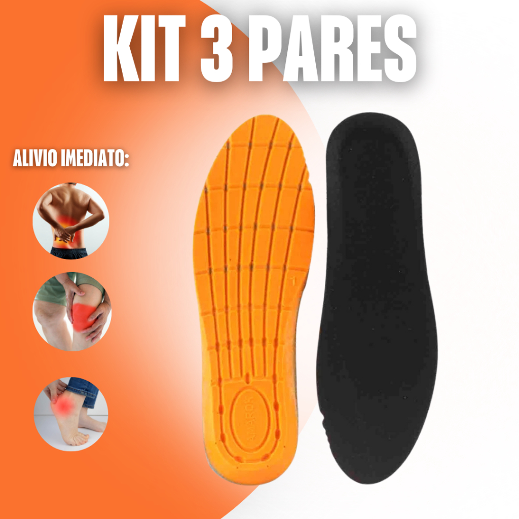 Super KIT 3 Palmilha Ortopédica Amortecedora de tenis masculino de corrida sapatenis KITS 3 2 -1 PAR