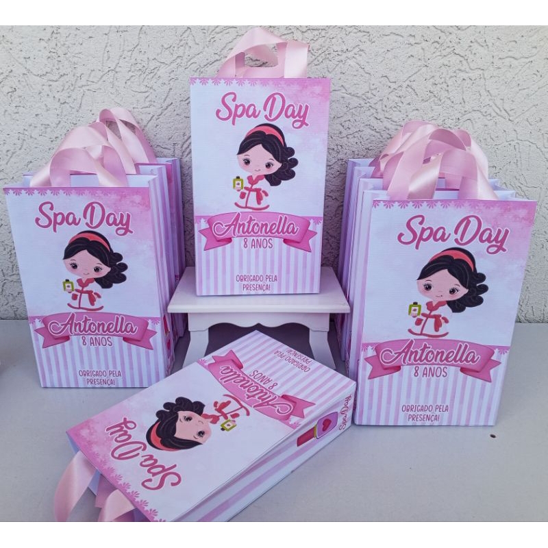 Kit Sacolinhas Surpresas FESTA SPA DAY, MONTADAS Lembrancinhas Aniversário Personalizadas.