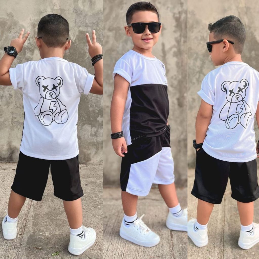 Kit Infantil Juvenil Menino Menina Camiseta com Bermuda Oferta