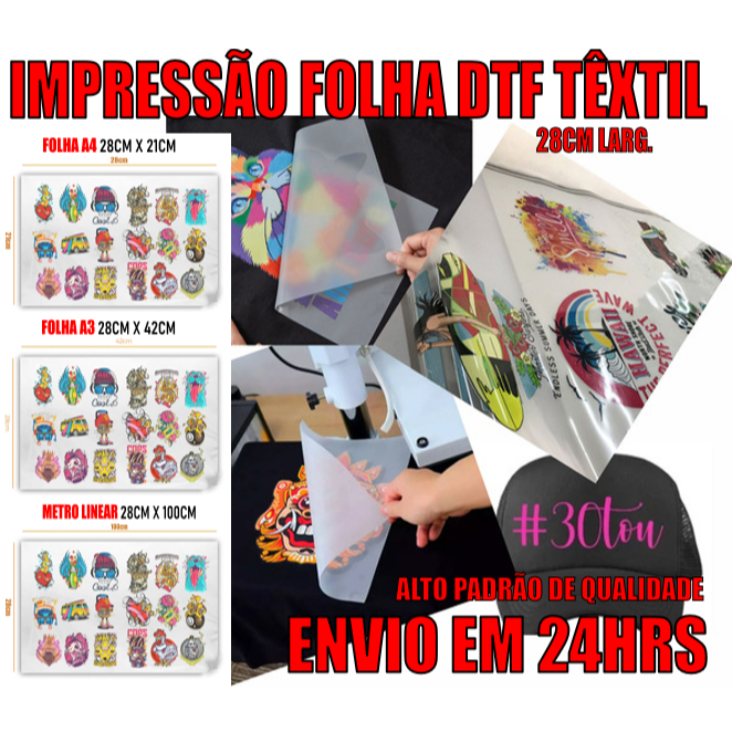 IMPRESSÃO DTF TÊXTIL ENVIO EM 24 HORAS em Oferta na Shopee