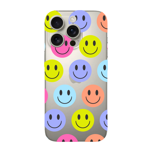 Capinha para iPhone 16 Pro Anti Impacto Personalizada - Smiles coloridos com fundo Transparente