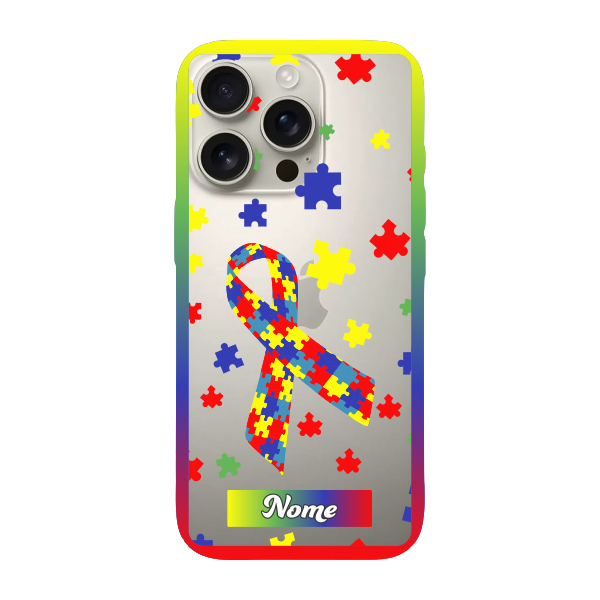 Capinha para iPhone 16 Pro Anti Impacto Personalizada - Autismo - Autista - com nome e fundo transparente