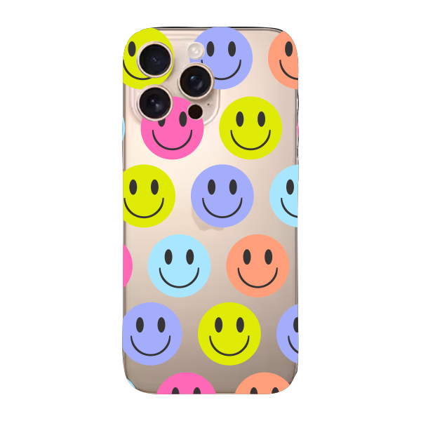 Capinha para iPhone 16 Pro Max Anti Impacto Personalizada - Smiles coloridos com fundo Transparente