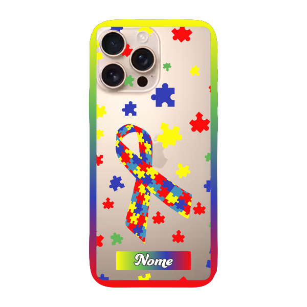 Capinha para iPhone 16 Pro Max Anti Impacto Personalizada - Autismo - Autista - com nome e fundo transparente