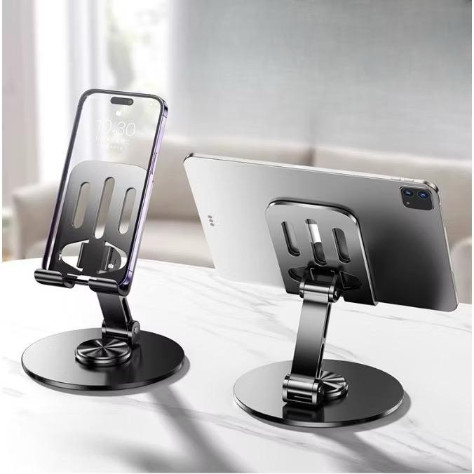 Suporte Alumínio de Mesa Base Rotatória Ajustável 360º Para Smartphones e Tablets