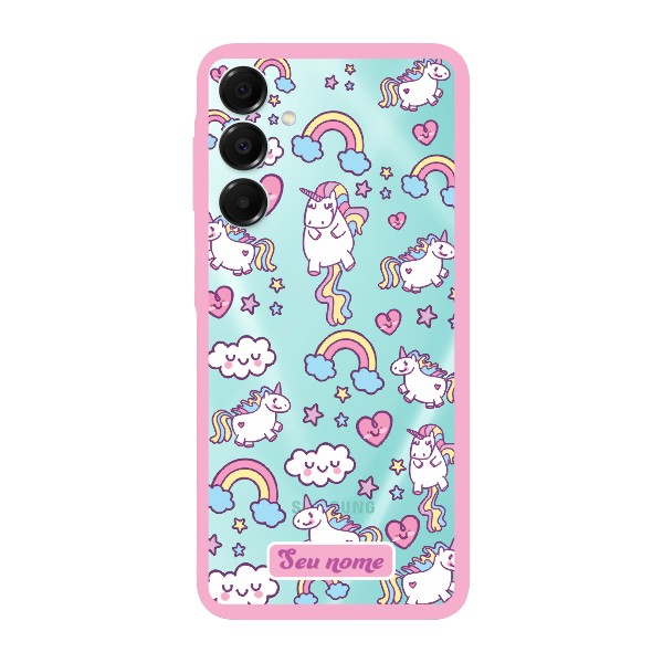Capinha para Samsung A16 Anti Impacto Personalizada - Unicórnio com nome e fundo transparente