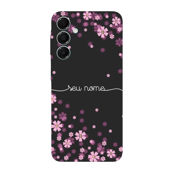 Capinha para Samsung A16 Anti Impacto Personalizada - Flores Lilás com nome