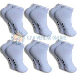 Kit de 3 a 18 Pares de Meias Brancas Soquete com algodão Unissex