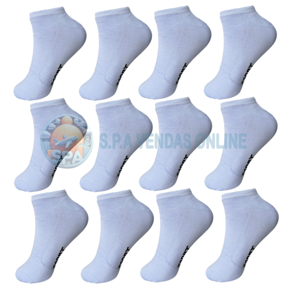 Kit 18 Pares de Meias Brancas Soquete Cano Curto Masculina Feminina Unissex varejo