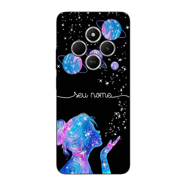 Capinha para Xiaomi RedMi 14c 4G Anti Impacto Personalizada - Menina Universo com nome manuscrito