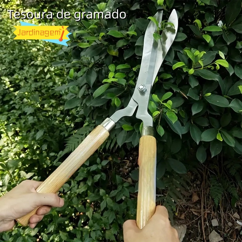 Tesoura de Poda Grama Jardim Cerca Viva Oferta Cerca-viva Tesourão Jardinagem Cabo Madeira