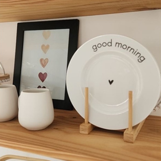 Kit com 2 pratos com borda de frases sobremesa louça porcelana minimalista em Oferta na Shopee