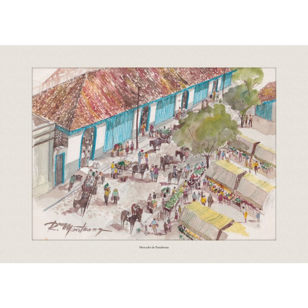 Mercado de Paraibuna | Pintura em Aquarela | Quadro Decorativo | A4