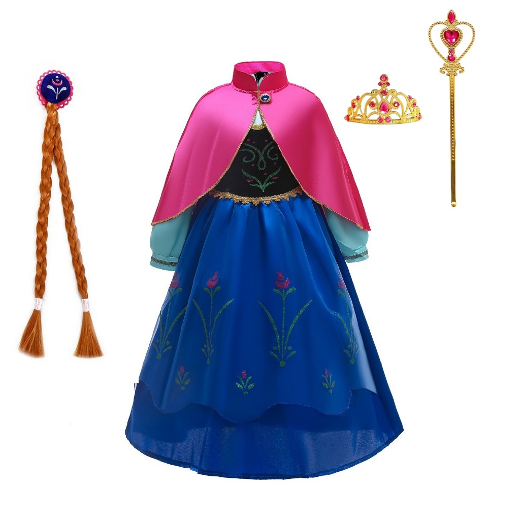 Vestido Fantasia Infantil Princesa Disney Frozen Anna-vestido Para Festa