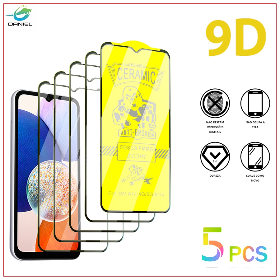 Película Kit 5 Premium Cerâmic Fosca Samsung A05 05S A7 2018 A8+ A10 10S A11 A12 A13 Filme à prova de explosão