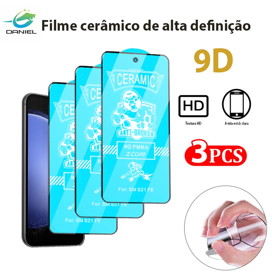 Película Kit 3 Premium Cerâmic HD Samsung S24 S24 PLUS S24 ULTRA J2 PRIME J4 PLUS J6 PLUS J8 G530 À prova de explosão