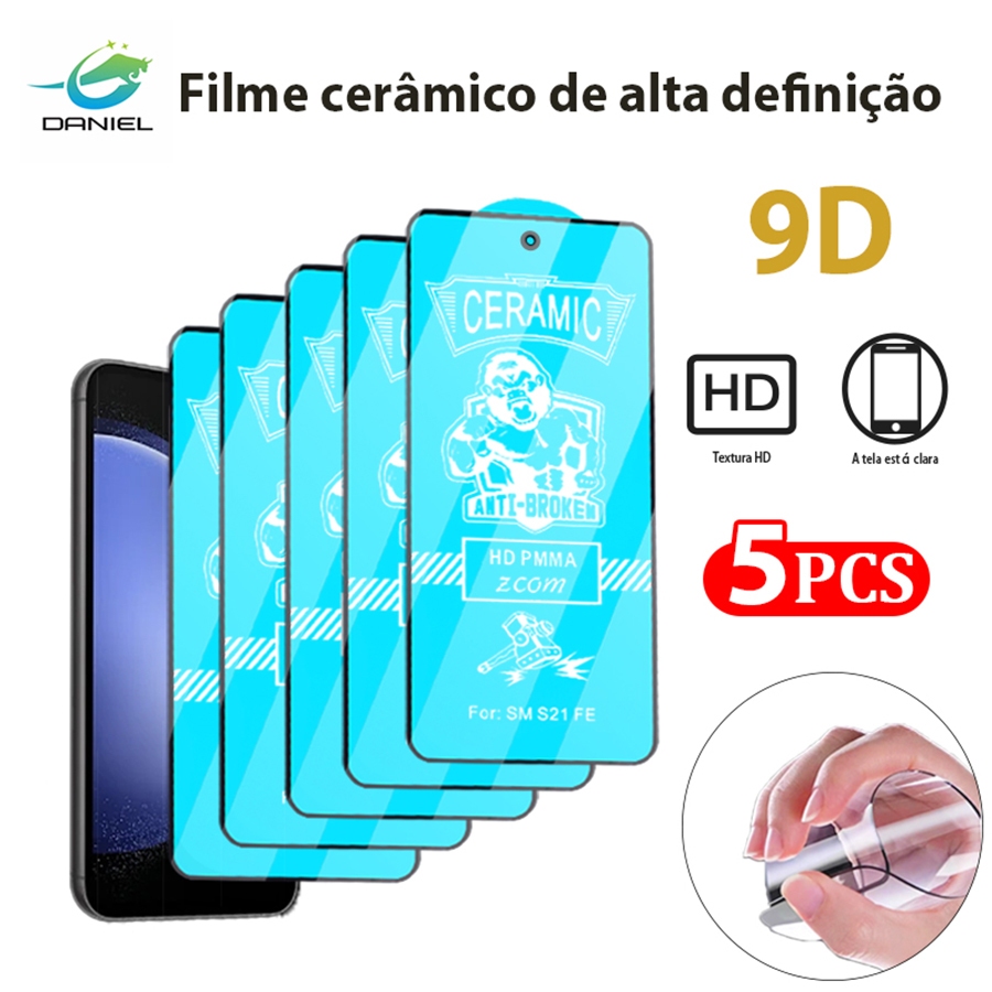 Película Kit 5 Premium Cerâmic HD Samsung S24 S24 PLUS S24 ULTRA J2 PRIME J4 PLUS J6 PLUS J8 G530 À prova de explosão
