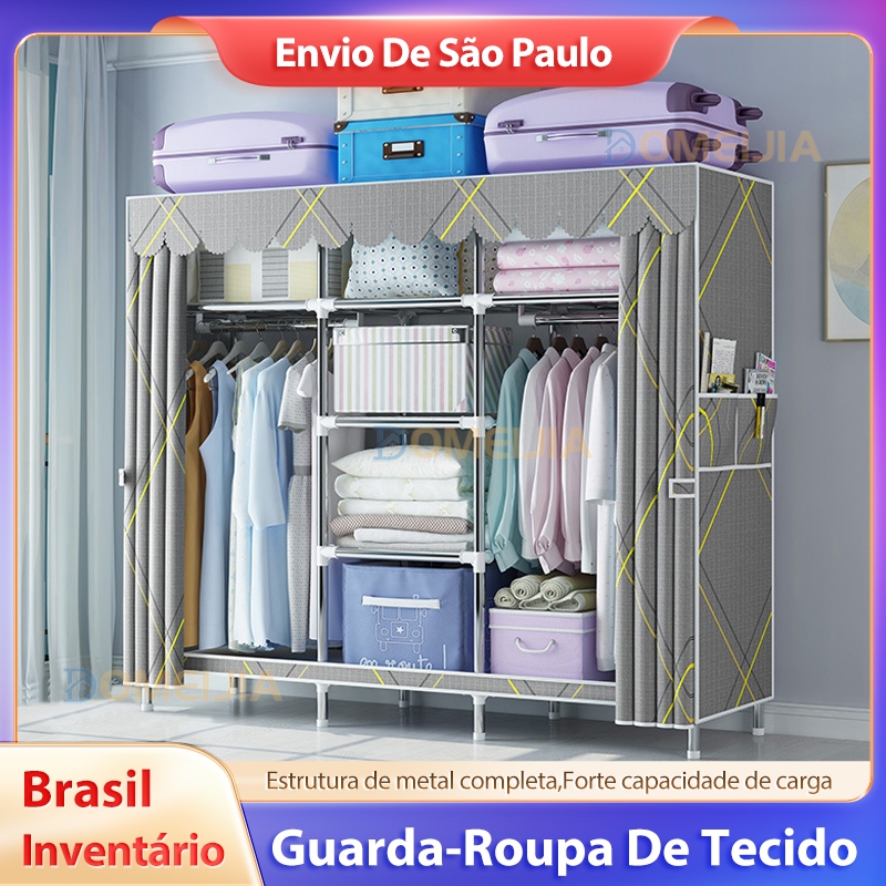 【Envio De São Paulo】Guarda Roupa Portátil Dobrável Organizador De Roupas Atualizar Tubo De Aço 20mm Pode Suportar 100kg