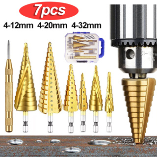 Broca Titânio Escalonada Amarela Aço / Broca Corte Lateral Marcador Punção Com Estojo Organizador P/Metal Aluminio Cobre em Oferta na Shopee