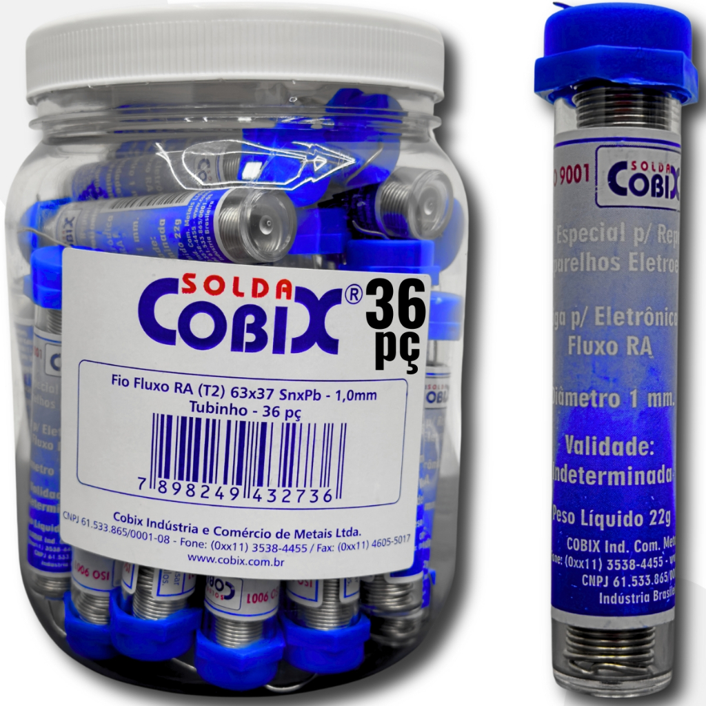 Kit 36 Tubos De Solda Estanho Cobix Com Fluxo Ra 63X37 em Oferta na Shopee