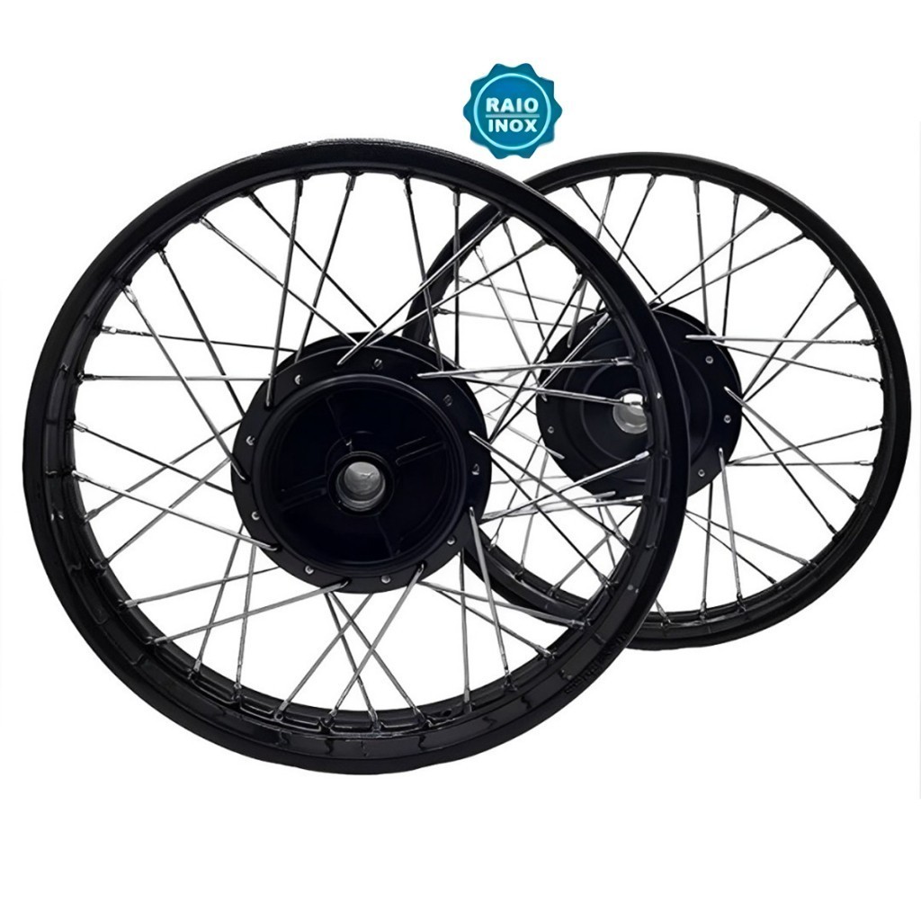 Par Roda Preto Ferro Cubo Preto Cg Titan Fan 150 Raio Inox