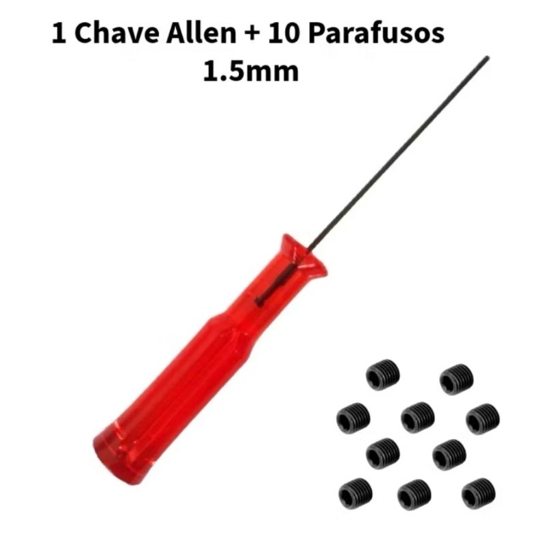 Chave allen 1,5mm Vermelha + 10 Parafusos Da Agulha Rosca Fina Overlock Galoneira