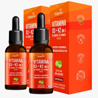 BIGENS KIT 2X VITAMINA D3 2000UI + K2 MK7 100MCG LIMÃO 20ML BIOGENS em Oferta na Shopee