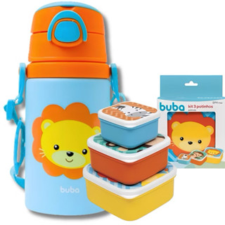Kit Garrafa Infantil Com Canudo + Kit 3 Potinhos/marmitinha Garrafinha Buba Bebê Buba 400ml em Oferta na Shopee