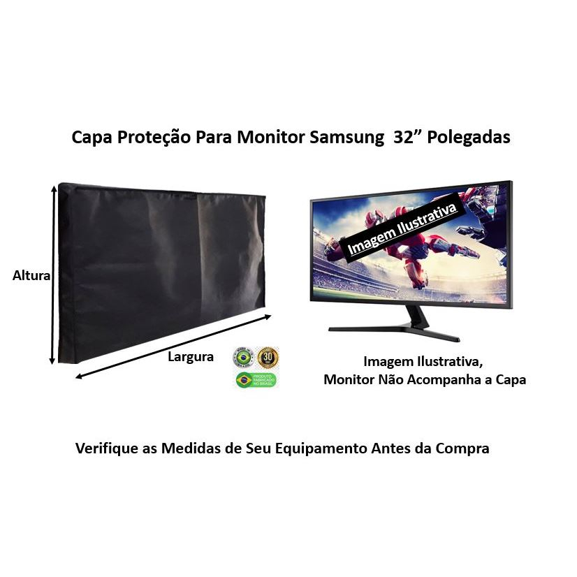 Capa Proteção Para Monitor Gamer Samsung 32" Medidas em Tnt Preto Bonito Resistente Antipoeira.