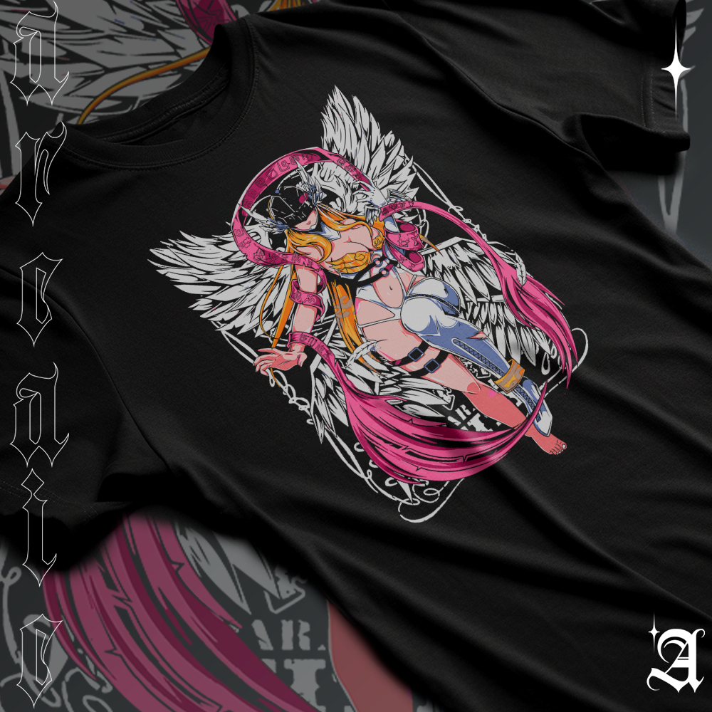 Camiseta Basica Algodao Angewomon Digimon Arcanjo Anjo Perfeito Tee Unissex