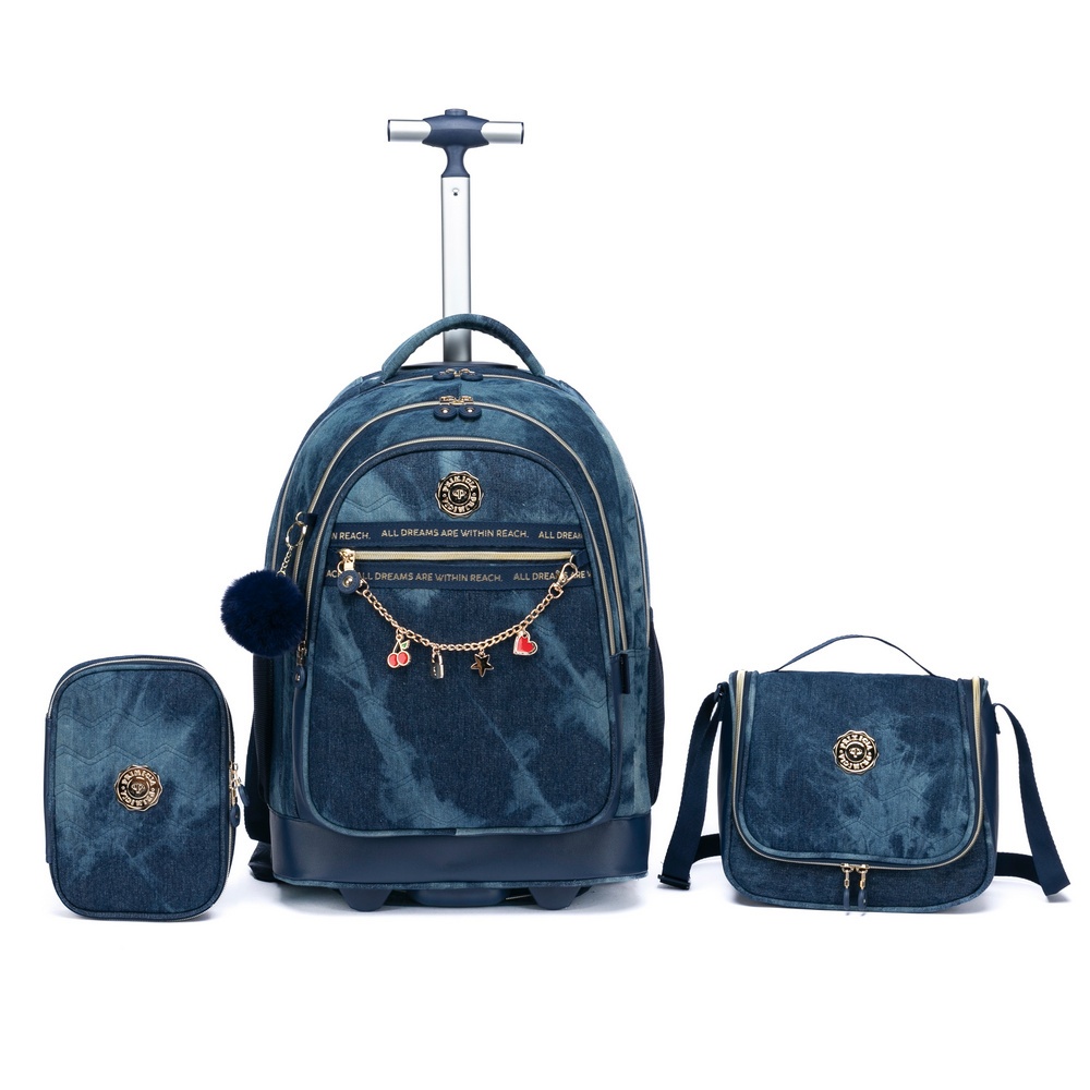 Kit Mochila De Rodinhas Primicia Juvenil Escolar Grande Espaçosa Com Estojo Lancheira Moderna
