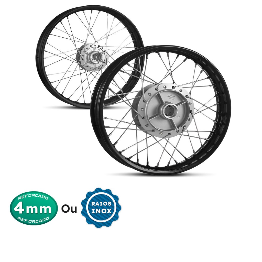 Par Roda Aro Preto Raio 4mm Cromado Ou Inox Ybr / Ybr Factor Ed Á Disco