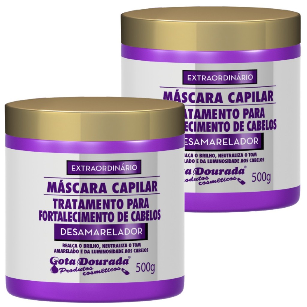 Kit 2un Máscara Desamareladora Matizante Gota Dourada Brilho Platinado