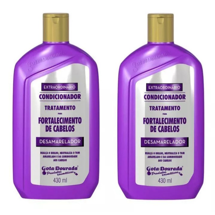 Kit 2un Condicionador Desamarelador Gota Dourada Brilho Platinado