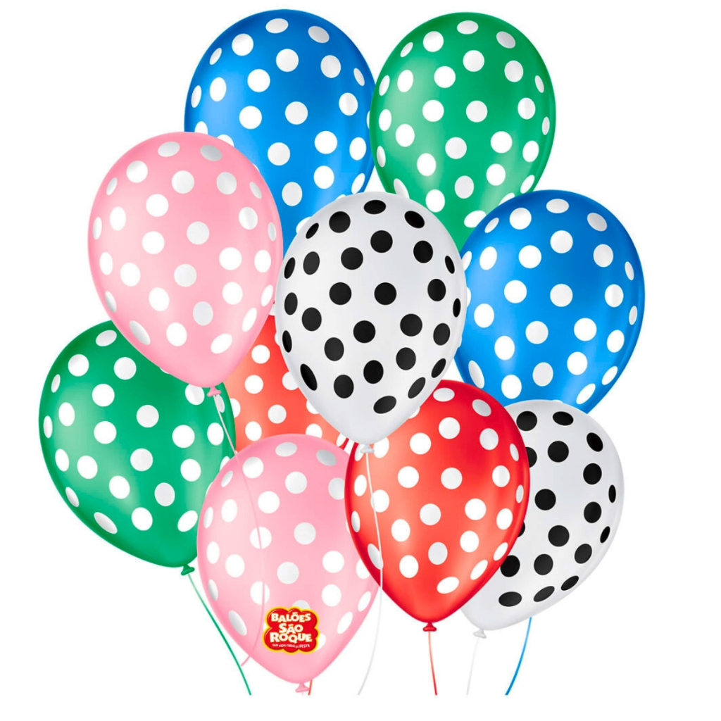 Balões Bexigas Poá São Roque Bolinhas Nº9 C/25 Unidades em Oferta na Shopee