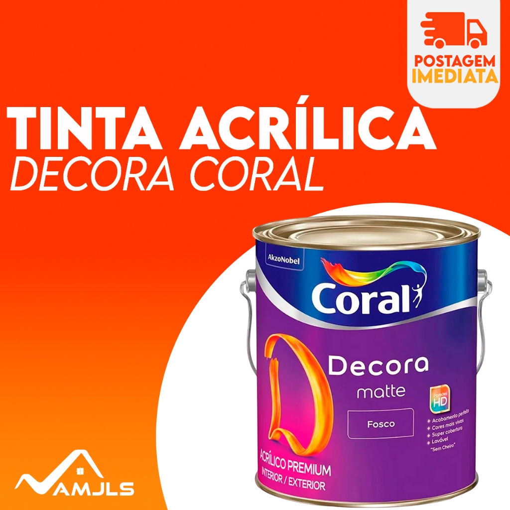 Tinta Acrílica Decora Coral Acrílico Premium Lavável Fosca 800ml