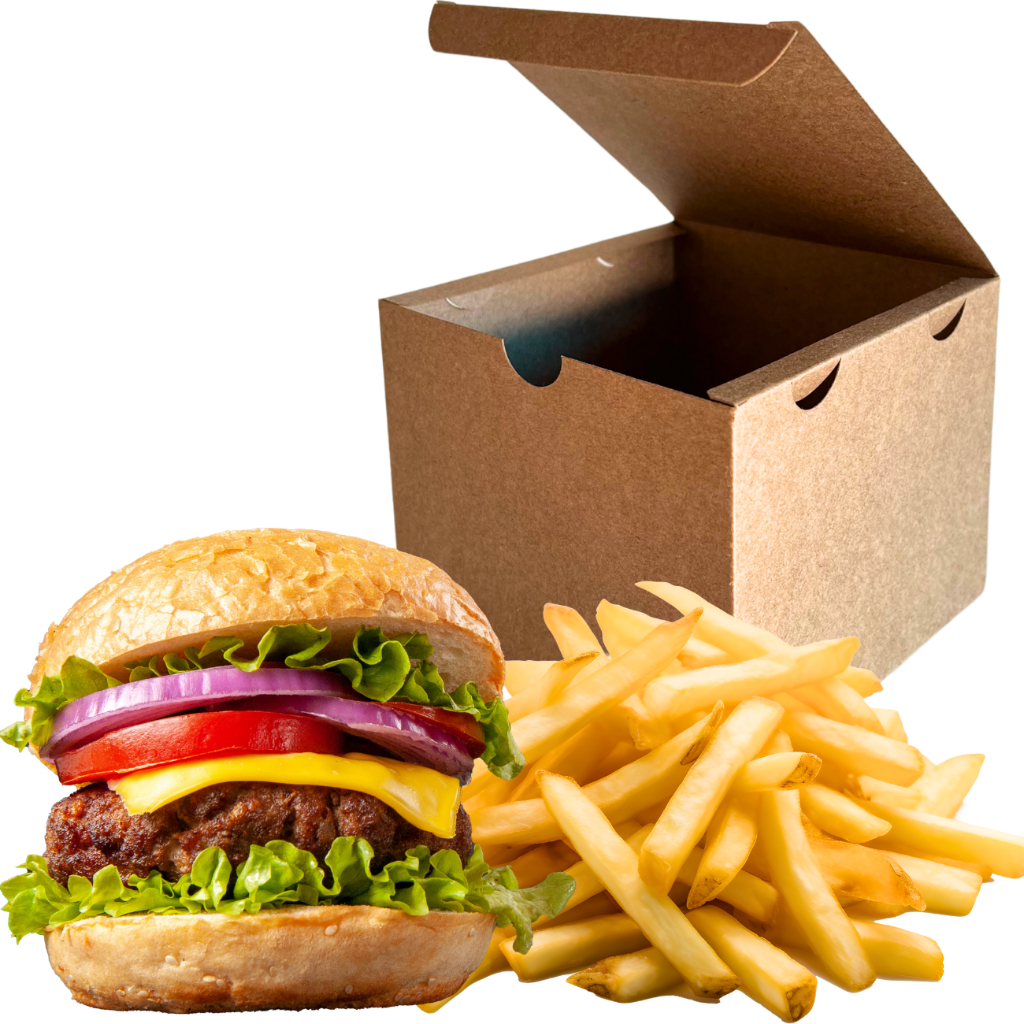 100 Caixinha Embalagem Kraft Para Lanche Hamburguer Batata Frango Delivery 12,5x12,5x10 Hamburgueria