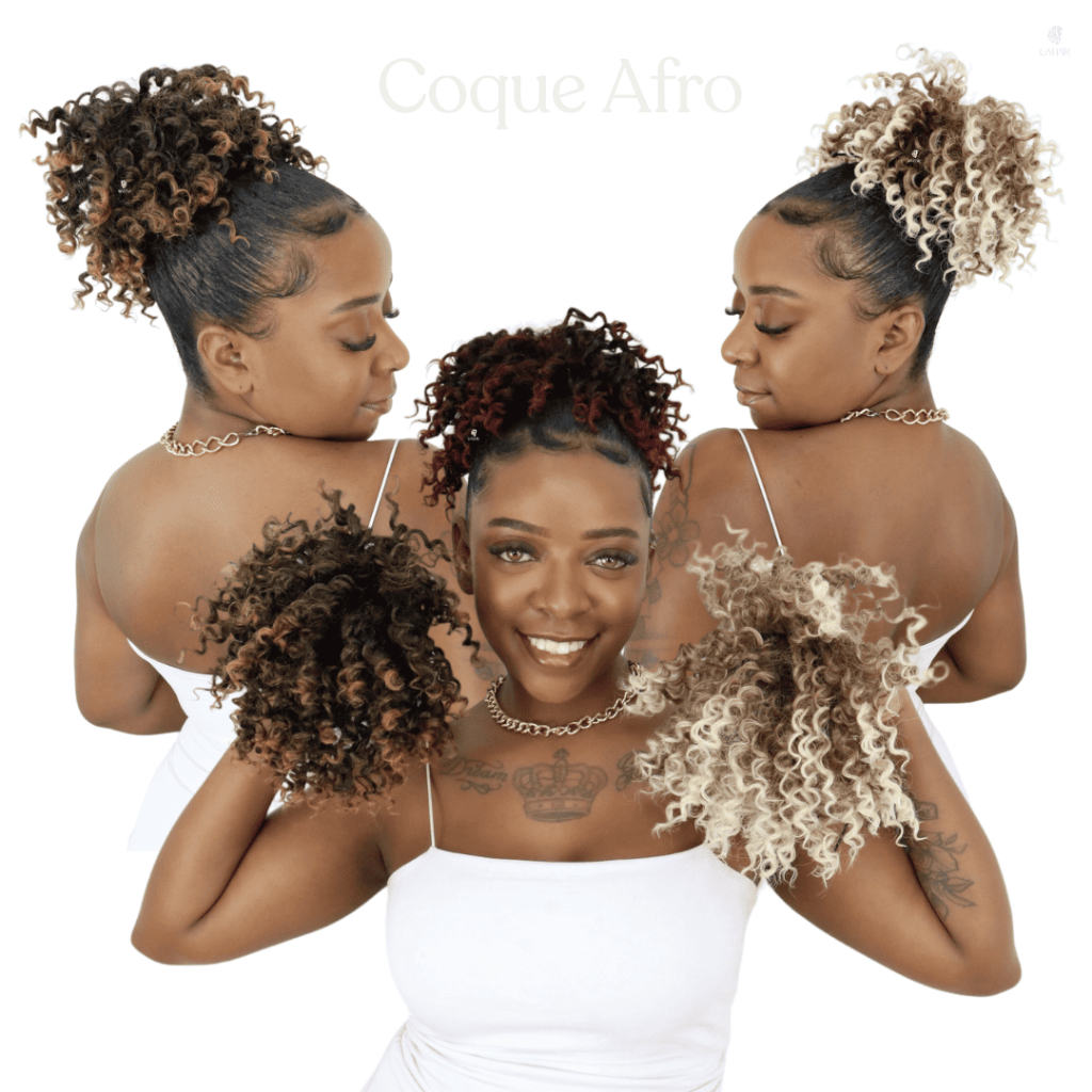 Coque de Cabelo Cacheado Curto Afro Organico Com Regulador 2 Pentes Para Fixar 20Cm Weng