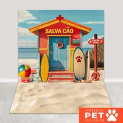 Fundo Fotográfico Painel Verão Pet Salva Vidas Em Tecido Sublimado 120x170m - PET-143