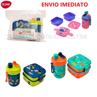 Kit  Lancheira Marmita 2 Andares e Garrafa com Bico Duplo Livre de Bpa Com Talher Envio ra...