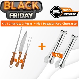 Kit Churrasco 3 peças + Kit pegador Para Churrasco