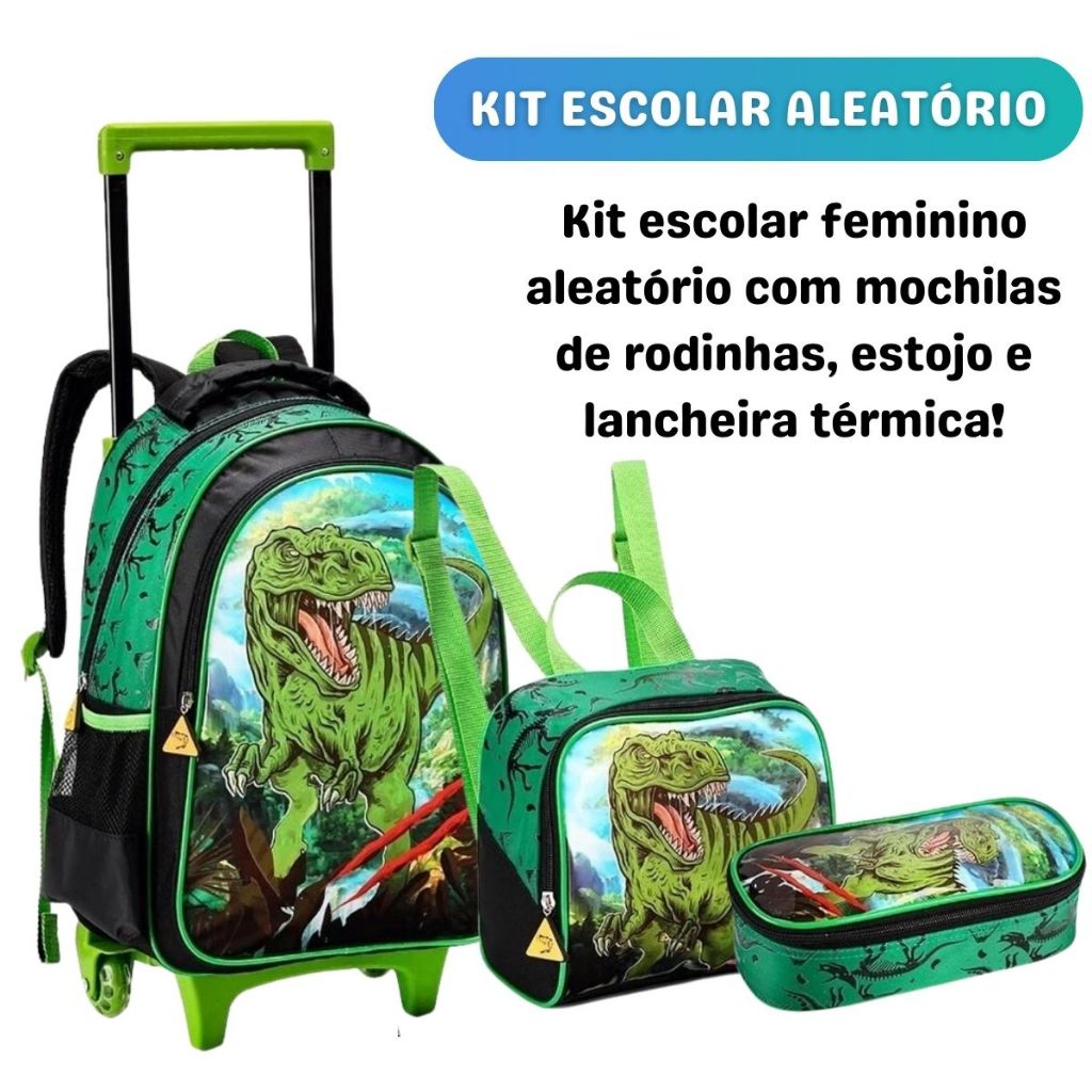 Kit Mochila Infantil 2 Em 1 Rodinhas Menino Aleatória Linda Resistente Prática Grande — imagem 2 de 2