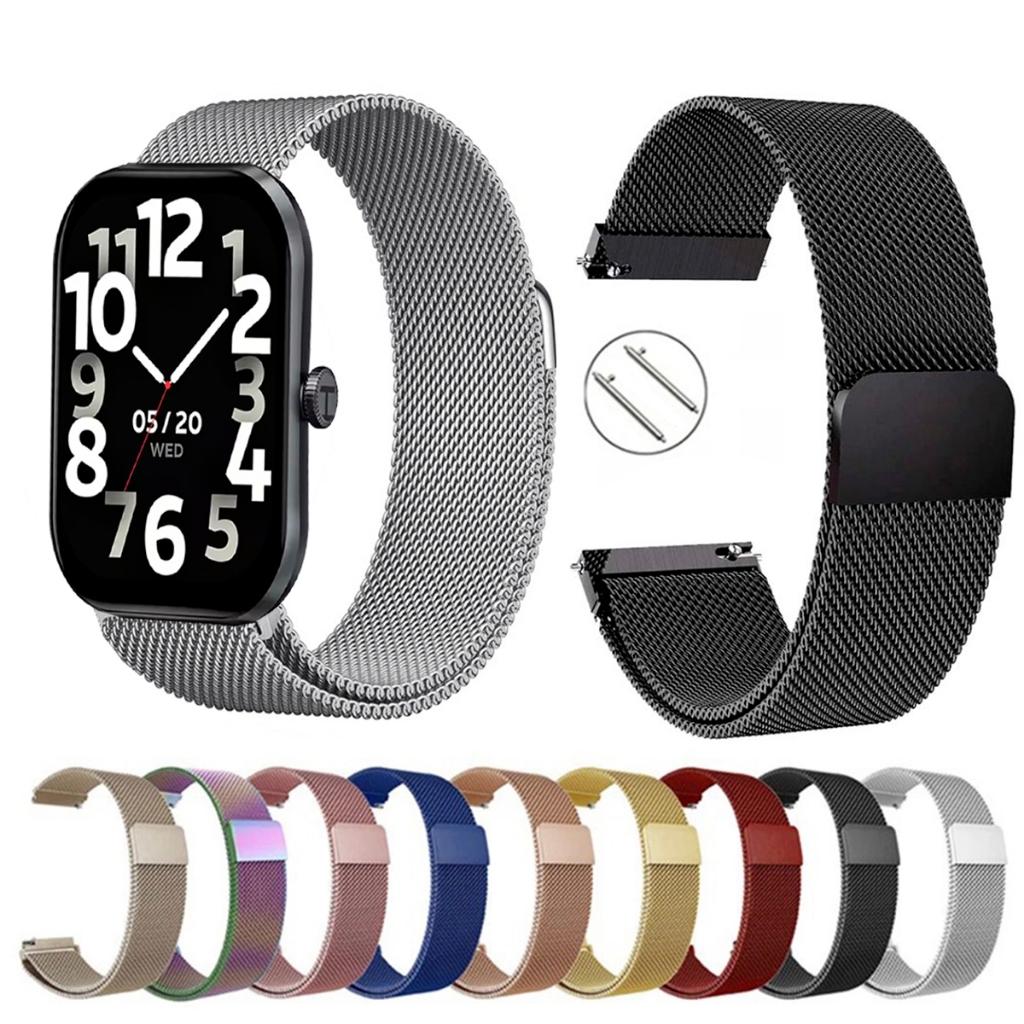 Pulseira de 22mm milanesa aço inox para Smartwatch Haylou Watch S6 de Engate Rapido