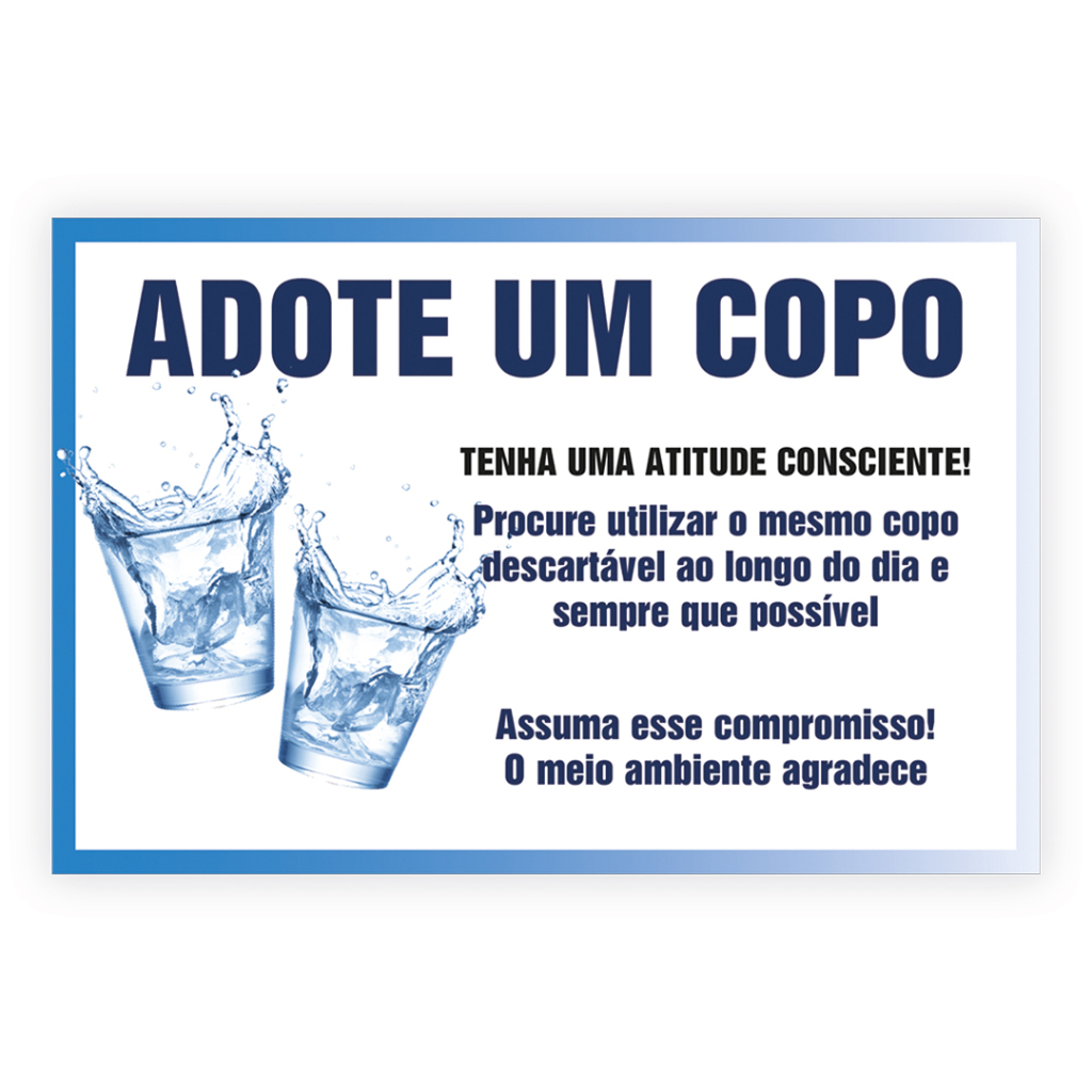 Placa de Sinalização Adote um Copo em Oferta na Shopee