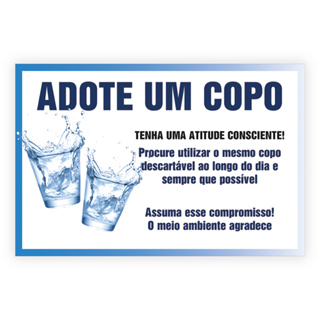 Placa de Sinalização Adote um Copo em Oferta na Shopee