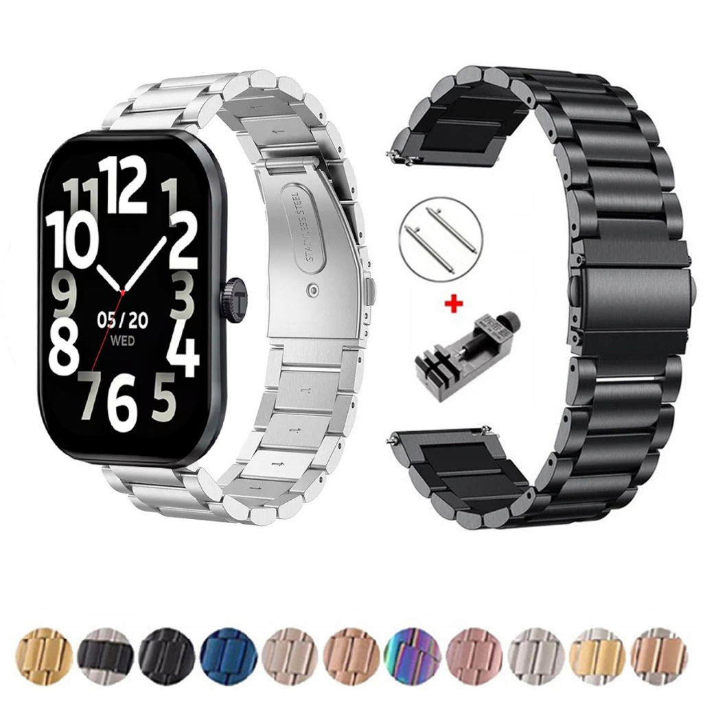 Pulseira de 22mm Metal Elos de aço inox para Smartwatch Haylou Watch S6 de Engate Rapido