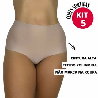 Kit 5 Calcinha Box Sem Costura Cós Super Alto Academia Corte A Laser Cores Diversas Lisa Não Marca em Oferta na Shopee