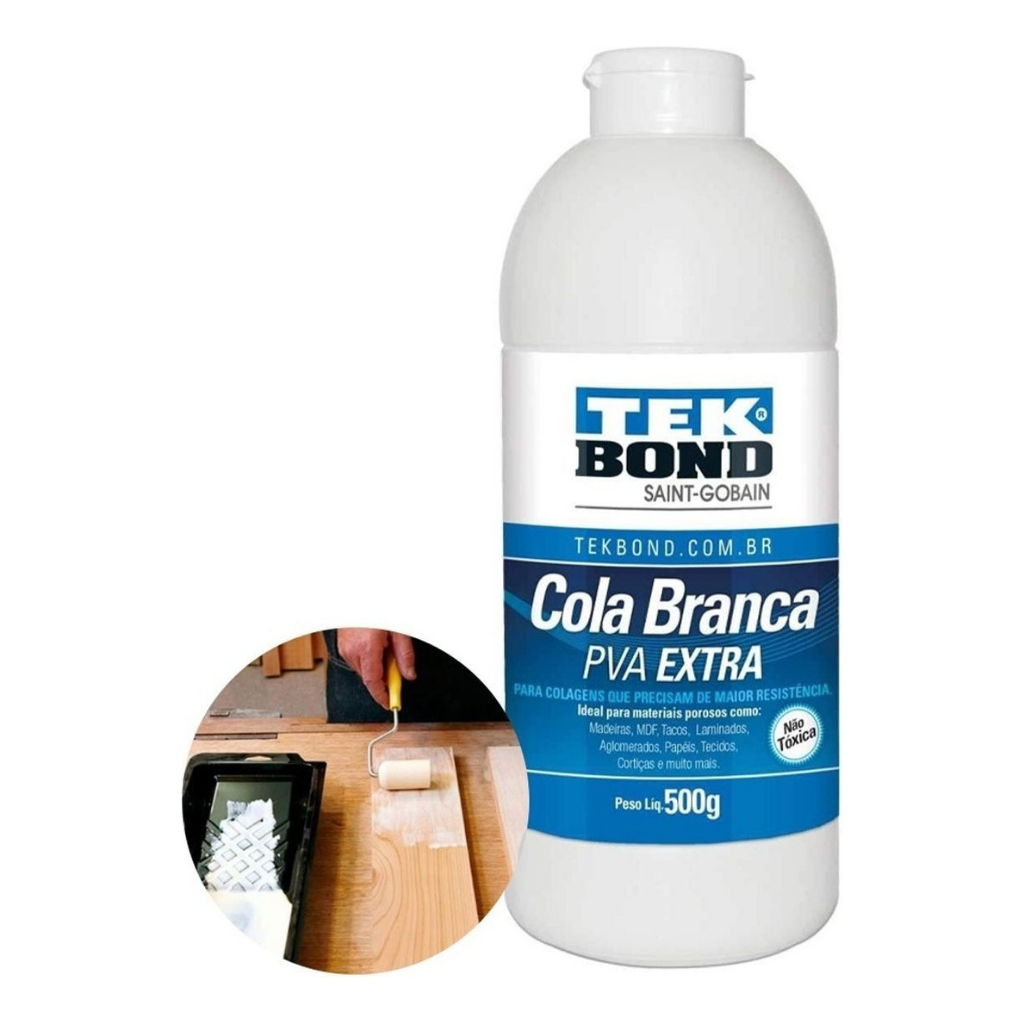 Cola Branca Tekbond Extra Pva 1kg Adesivo Madeira Cola Líquida Papel Isopor Tecido Laminado Fórmica