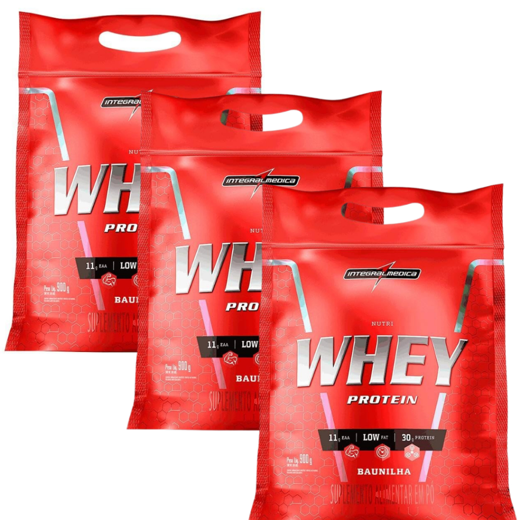 Kit 3 Unidades Nutri Whey Protein 900g Integral Medica em Oferta na Shopee